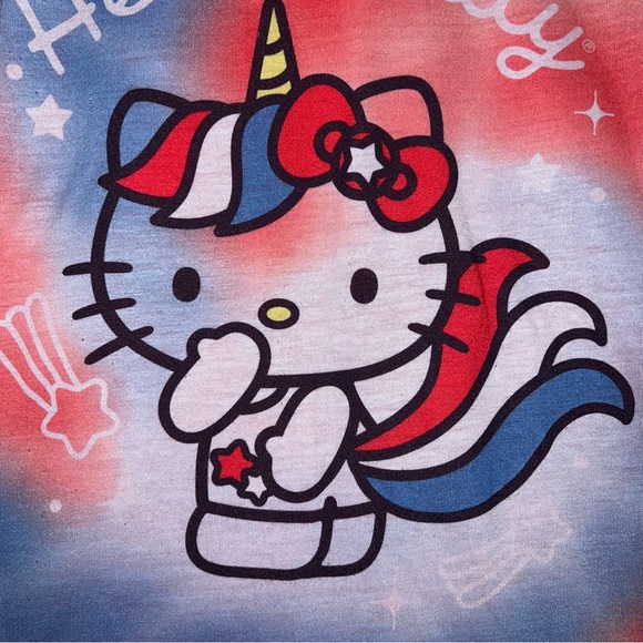 Hello Kitty Girls Sleepwear Medium Red Tie Dye T-Shirt Dress - Picture 2 of 6